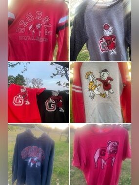 7 PIECE LOT Size Large Georgia Bulldog shirts and hoodies